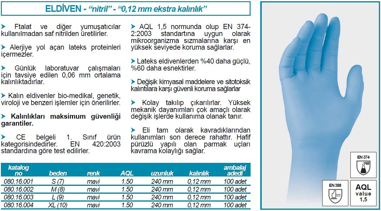 İSOLAB 080.16.002 eldiven - nitril